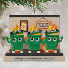 Personalized Dumpster Fire Office Scene 2D Acrylic Ornament – Custom Name Funny Christmas Gift for Coworkers