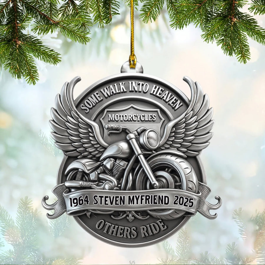 Motorcycle Lovers Ornament: Personalized Heaven Gift, 2D Acrylic Christmas Decoration