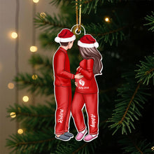 Personalized Expecting Parents 2D Acrylic Ornament – Custom Couple Pregnancy Christmas Gift